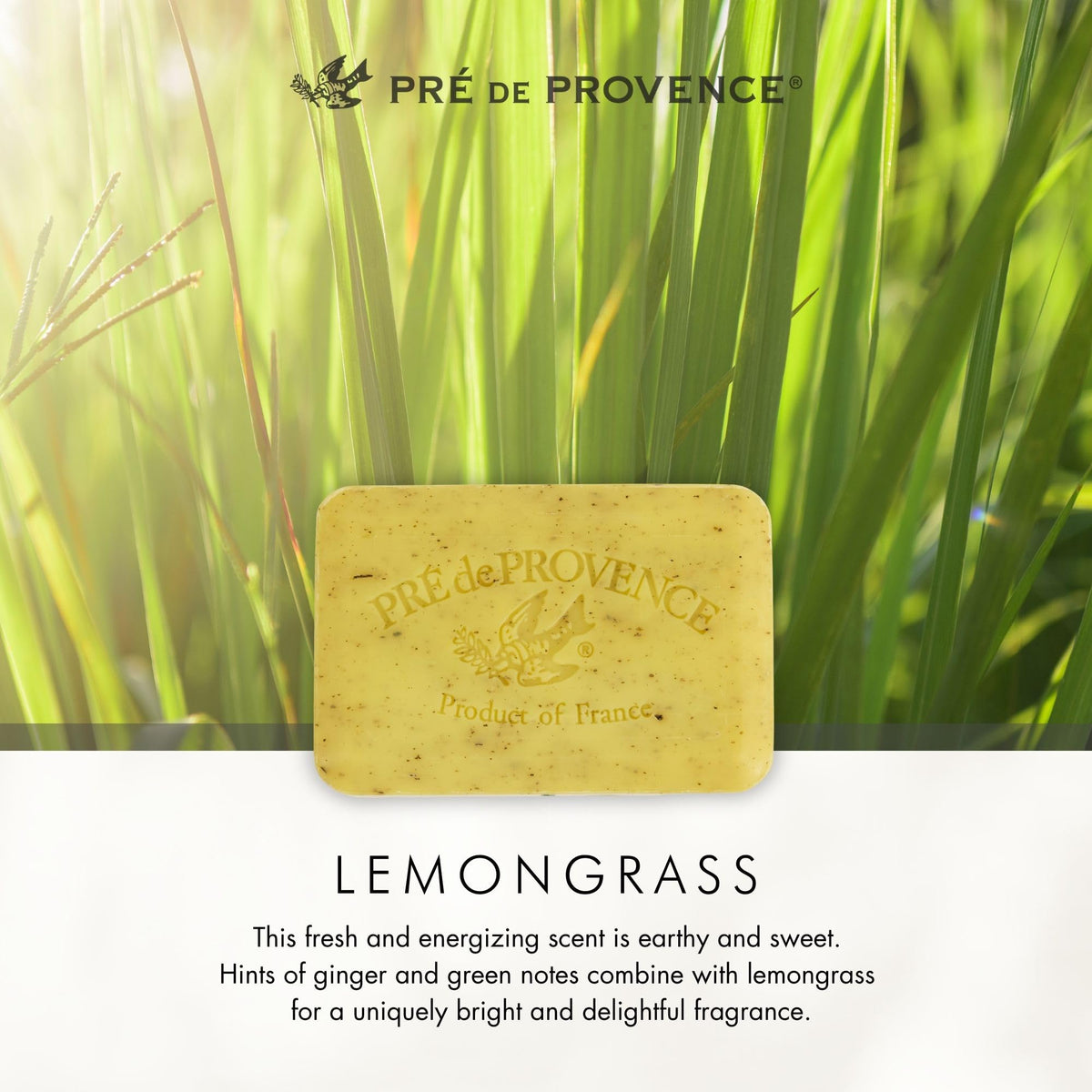 Pre de Provence Lemongrass Soap Bar displayed with other soaps