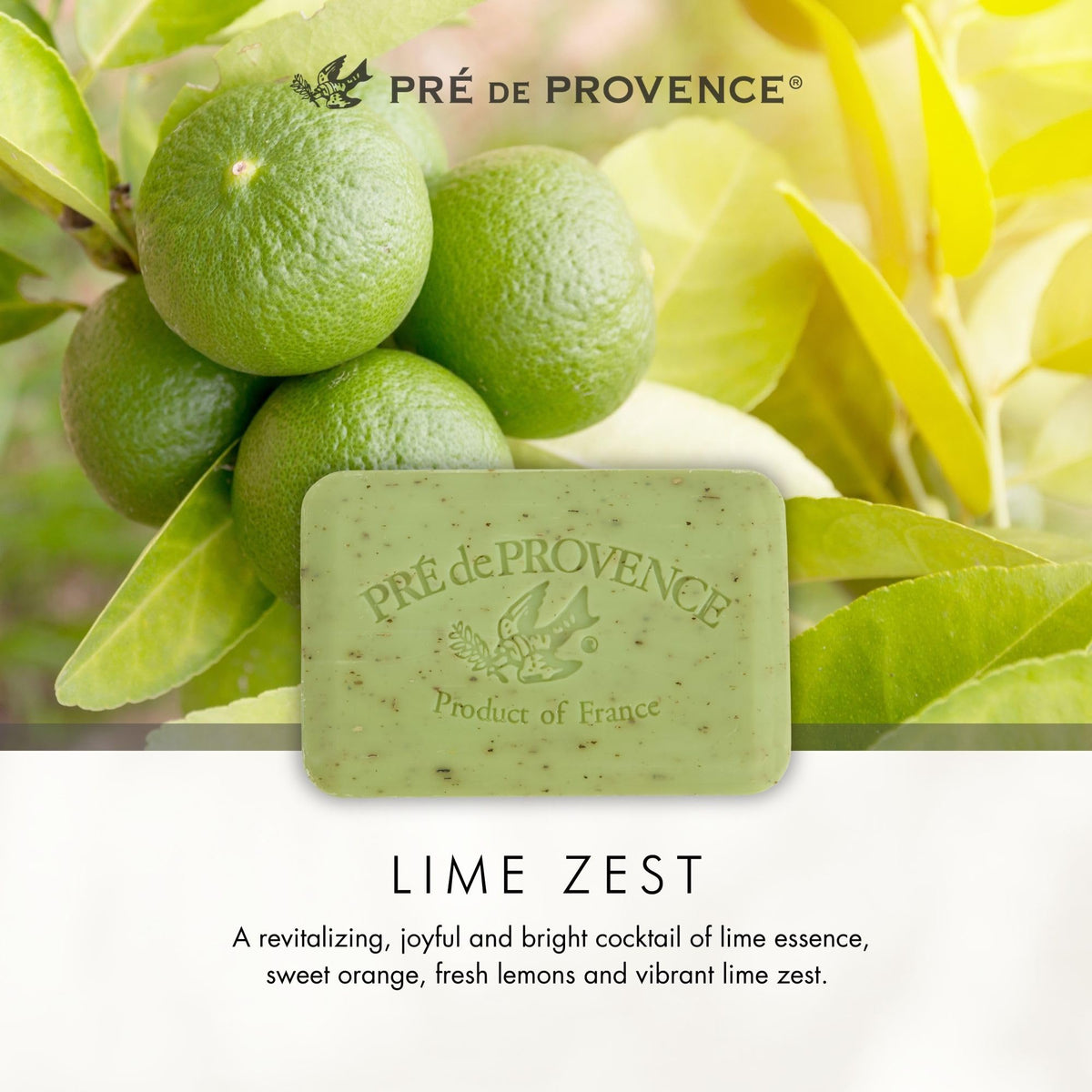 Pre de Provence Lime Zest Soap bar with lime slices