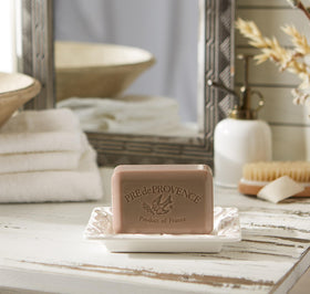 Pre de Provence Patchouli Soap Bar in a bathroom setting