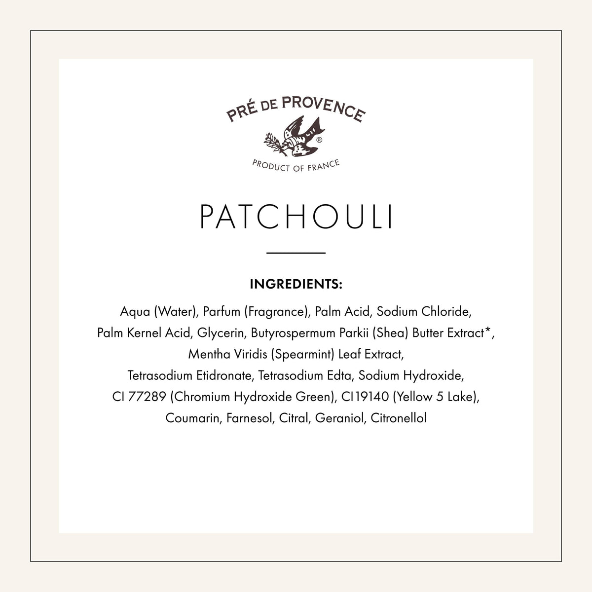 Pre de Provence Patchouli Soap Bar showing lather