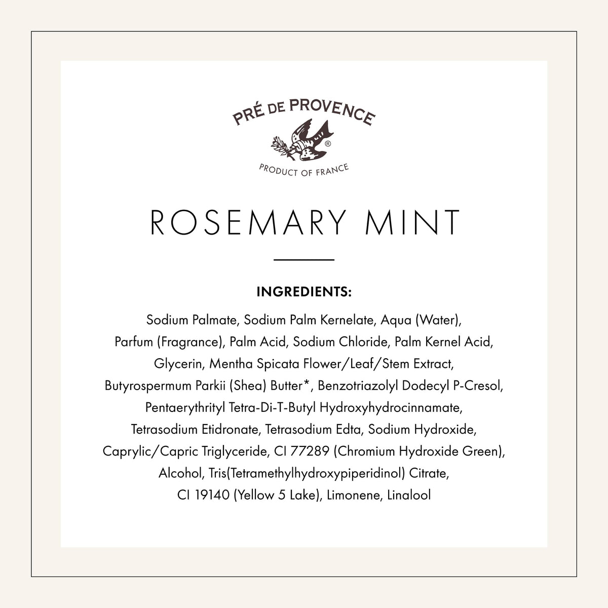 Pre de Provence Rosemary Mint Soap Bar beside a sink