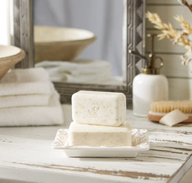 Pre de Provence soap bar with floral background