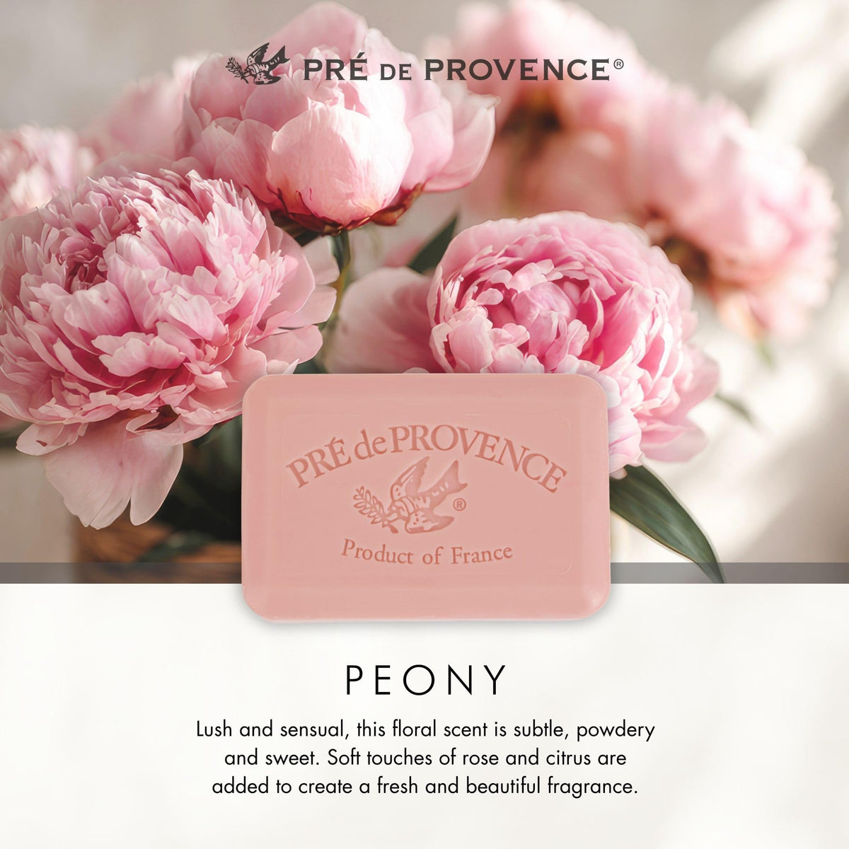 Pre de Provence soap bar with floral background