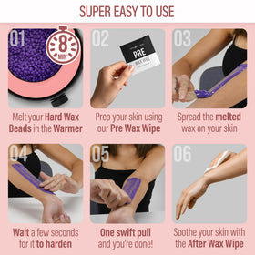 Pre-wax and after-wax wipes from Tress Wellness