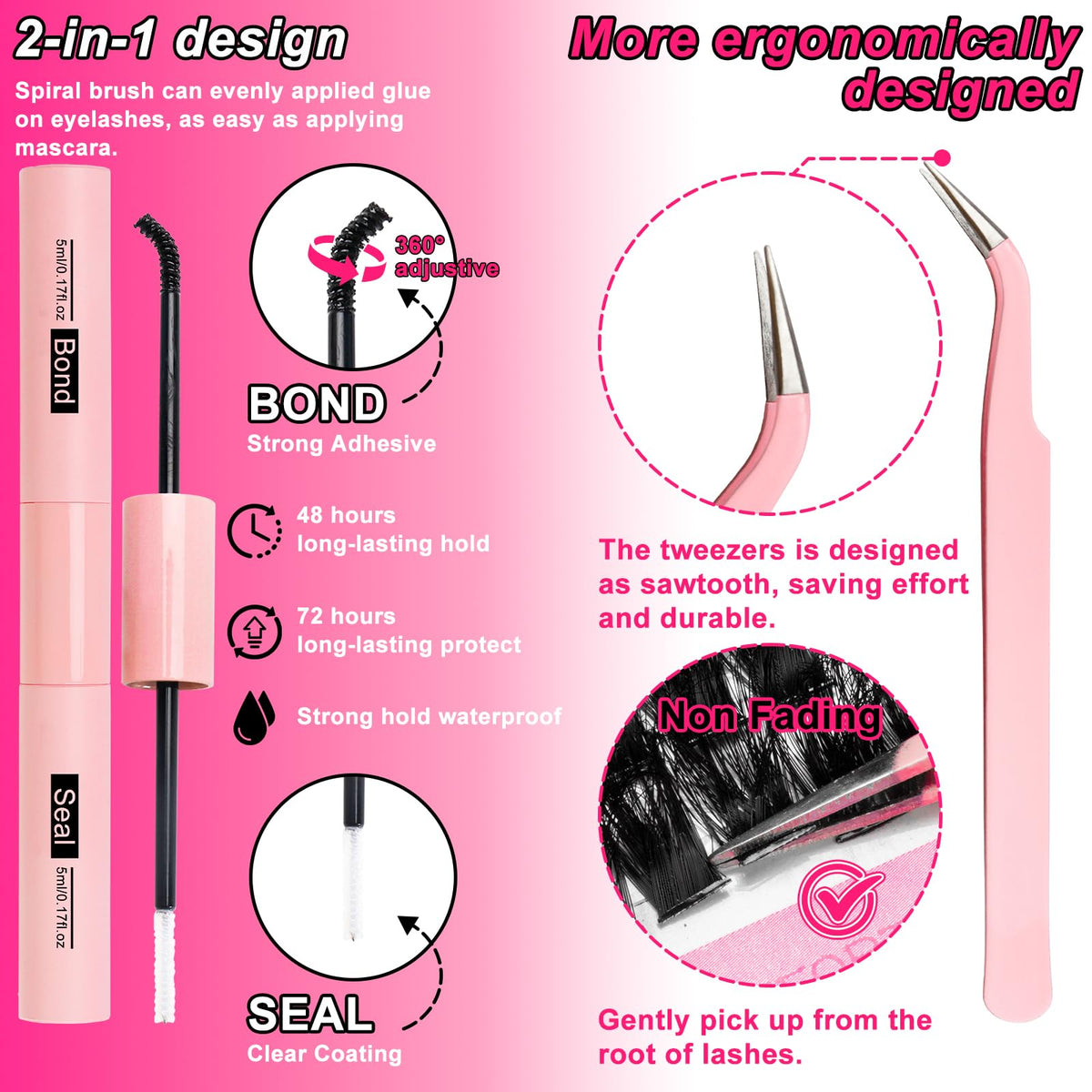 Precision lash tweezers included in MilyBest kit