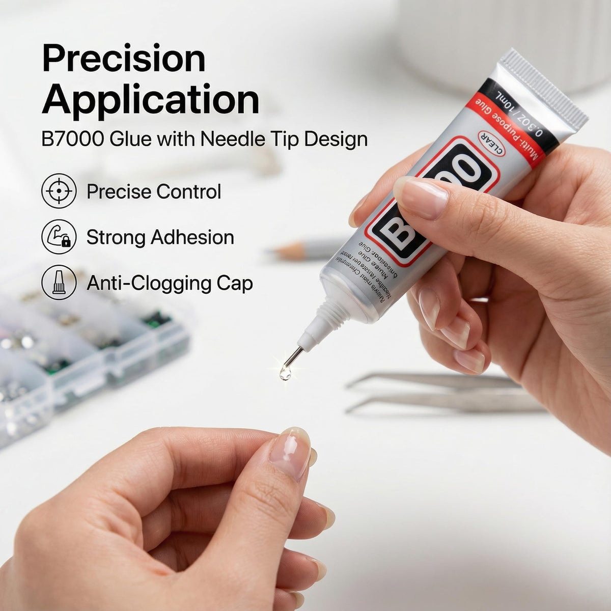 Precision tweezers and wax picker pencil for rhinestone application