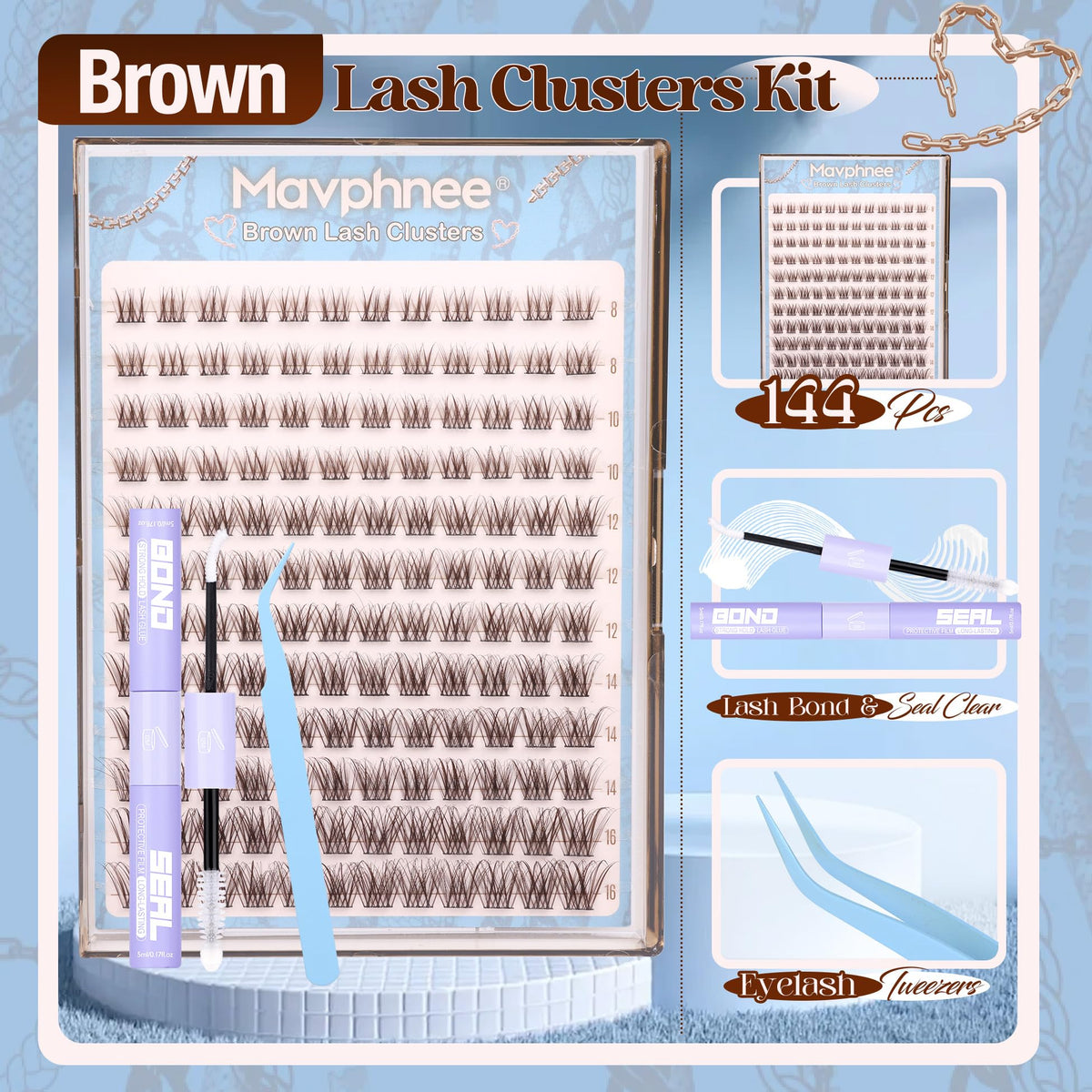 Precision tweezers from Mavphnee lash clusters kit
