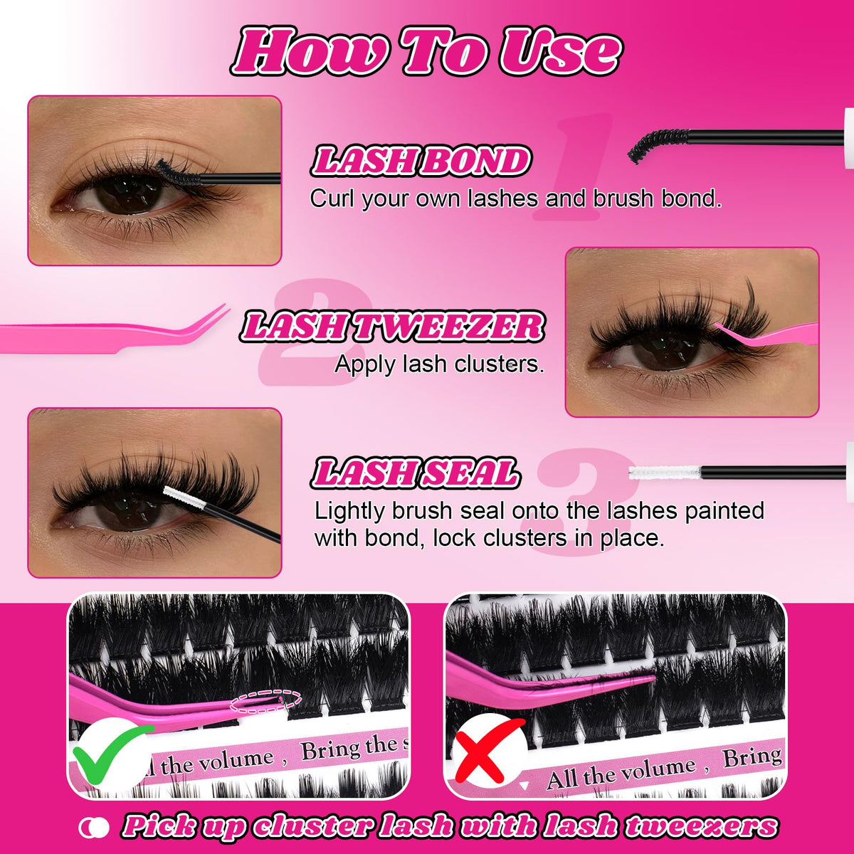 Precision tweezers included in MilyBest Cove Lash Clusters Kit