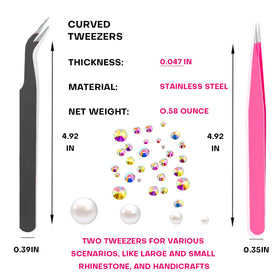 Precision tweezers included in Yaoociy rhinestone picker tool kit