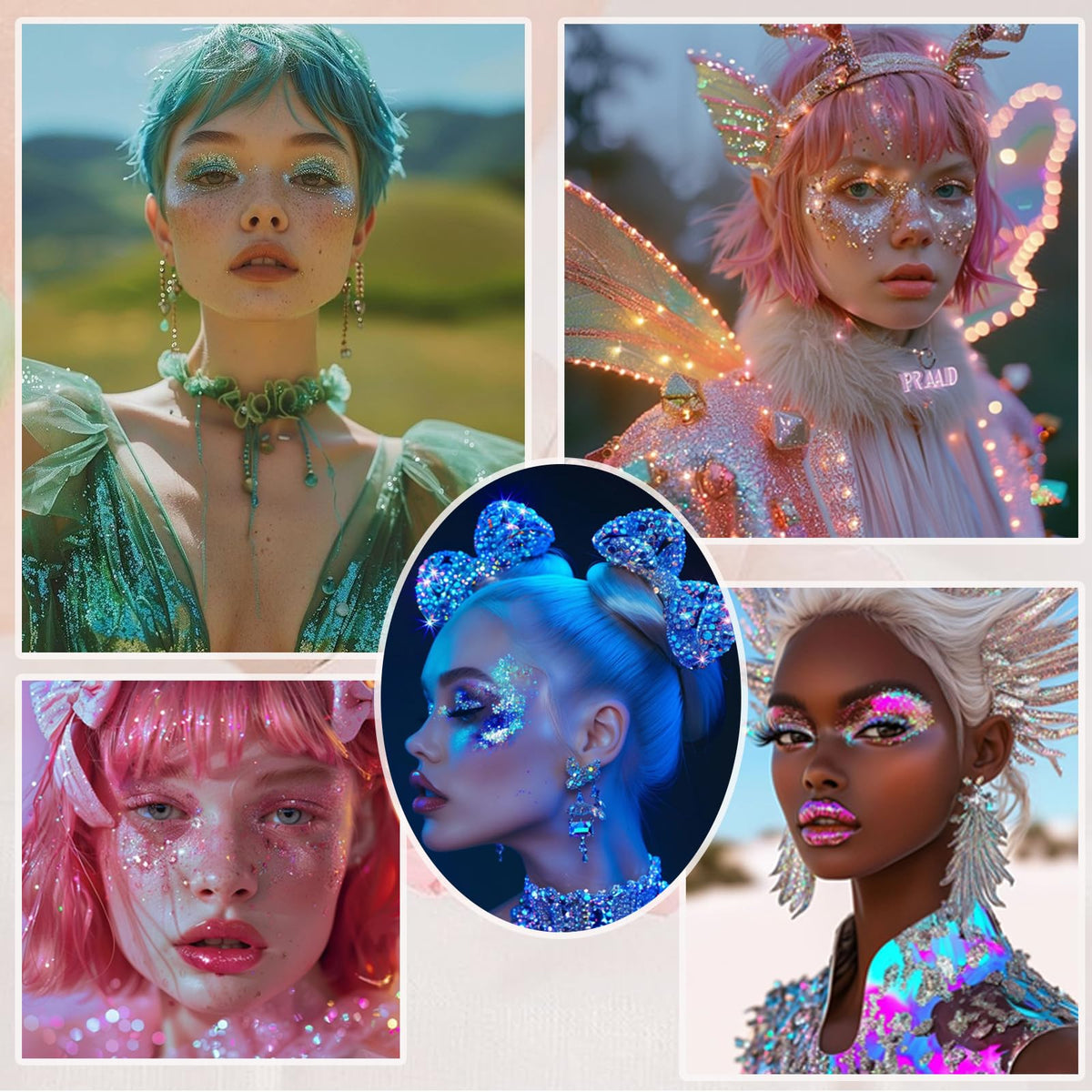 Prehot Face Body Glitter Gel in a festival setting
