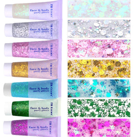 Prehot Face Body Glitter Gel in multiple colours front view