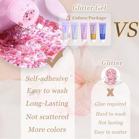 Prehot Face Body Glitter Gel in various colours displayed together