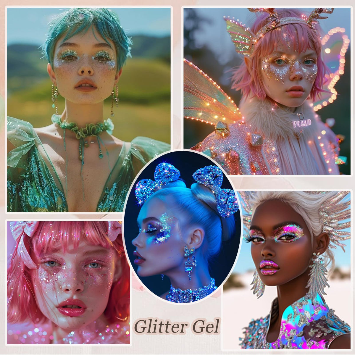 Prehot Face Body Glitter Gel on model at a festival