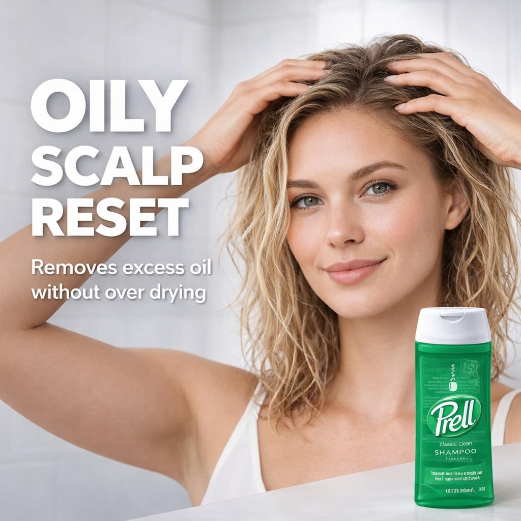 Prell Original Green Shampoo in a bathroom setting