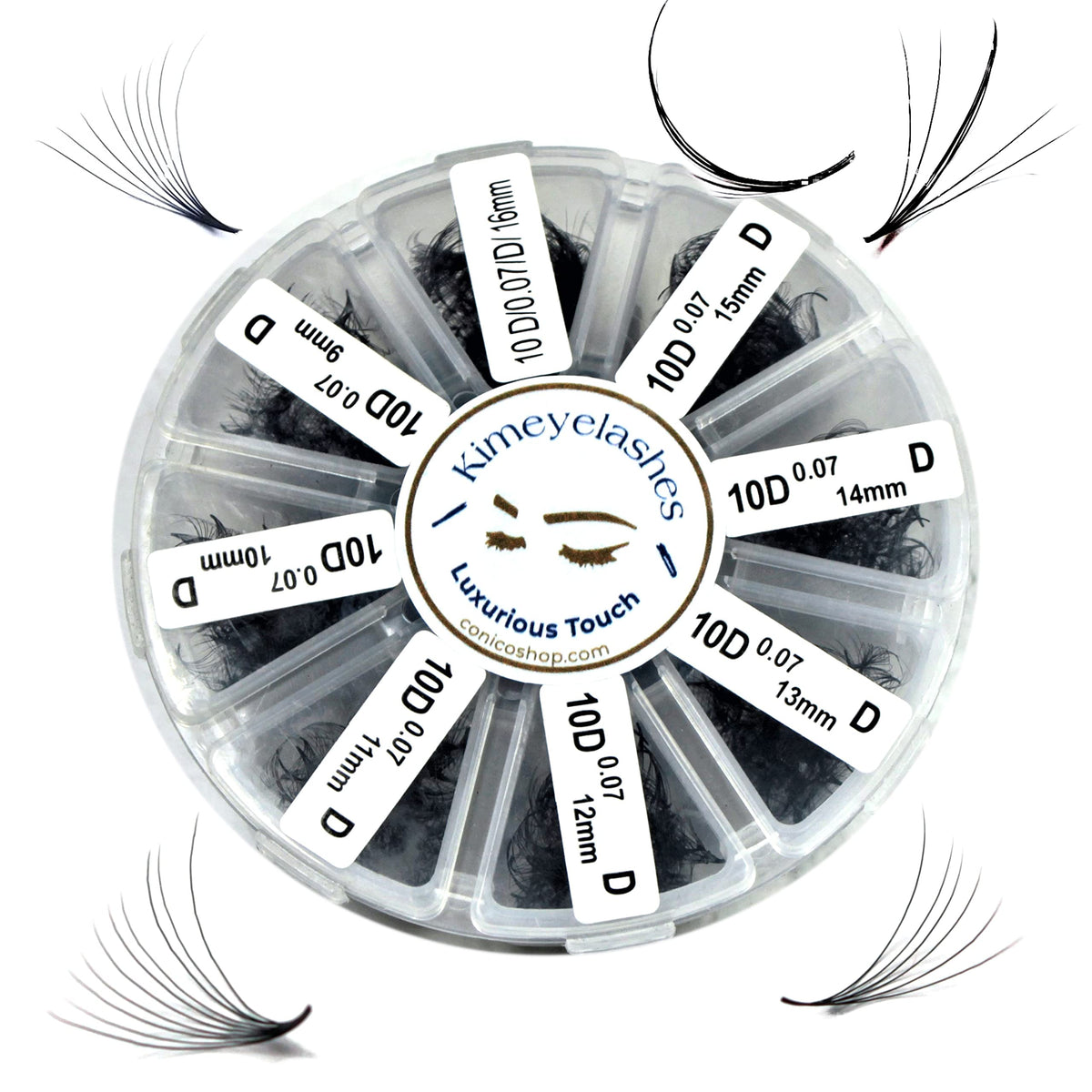 Premade volume fans box containing 1000 mixed lengths 9-16mm
