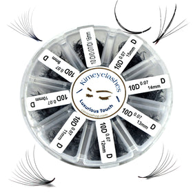 Premade volume fans box containing 1000 mixed lengths 9-16mm