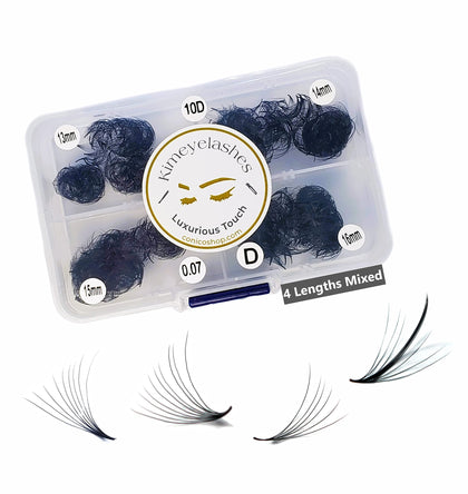 Premade volume fans in mixed lengths 9-12mm, 11-14mm, 13-16mm
