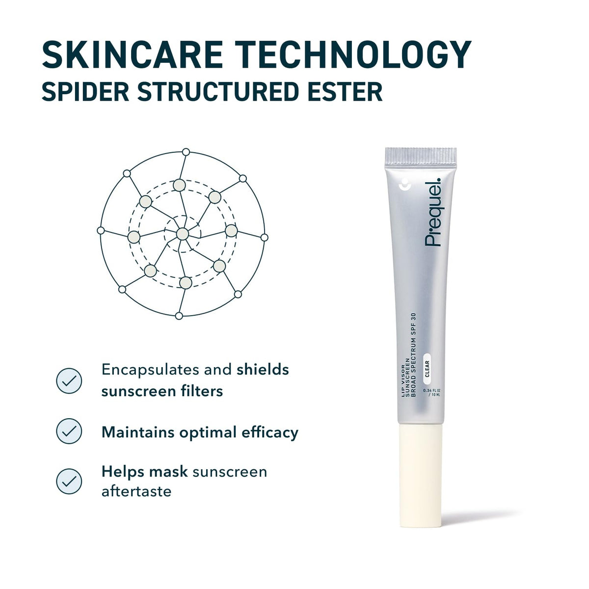 Prequel Lip Visor Clear Lip Balm SPF 30 application on lips