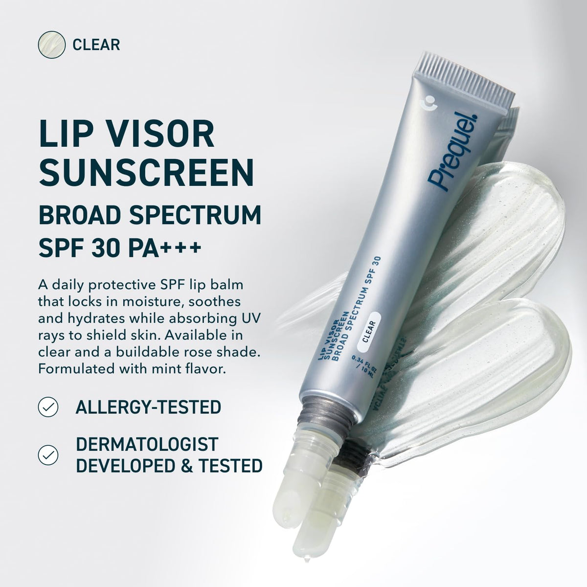 Prequel Lip Visor Clear Lip Balm SPF 30 mint flavour packaging
