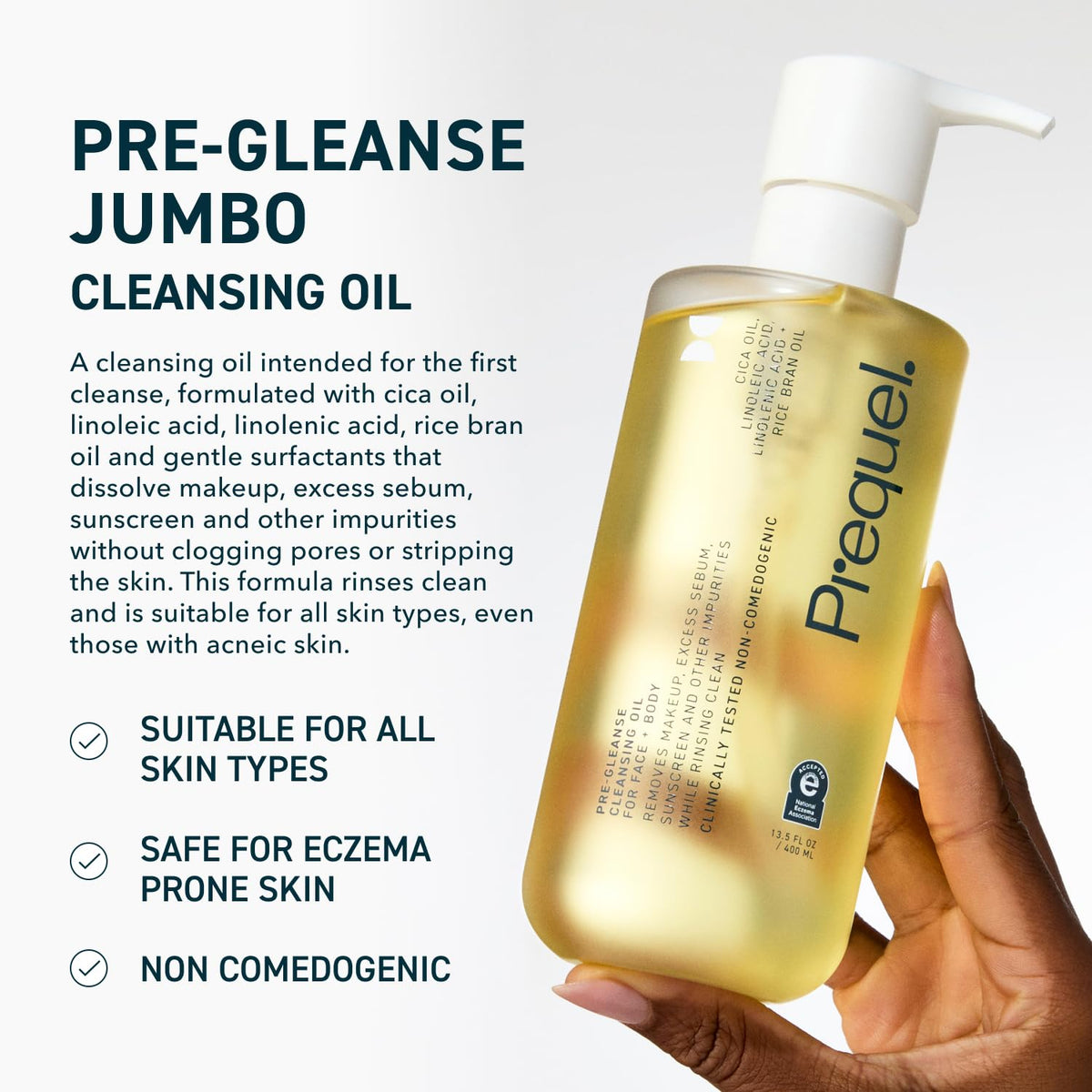 Prequel Pre-Gleanse Oil Cleanser 13.5oz pump close-up