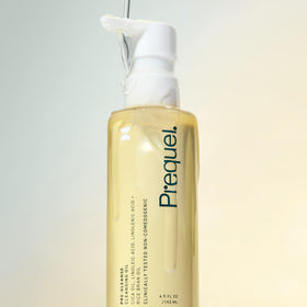Prequel Skin Cleansing Oil in lifestyle setting on bathroom counter