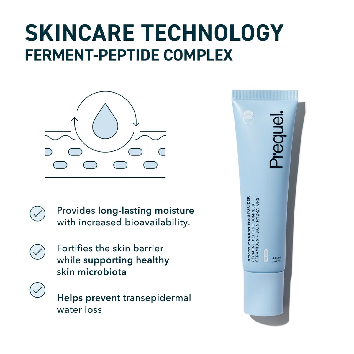 Prequel Skin Face Moisturizer Peptide Cream back view with ingredients