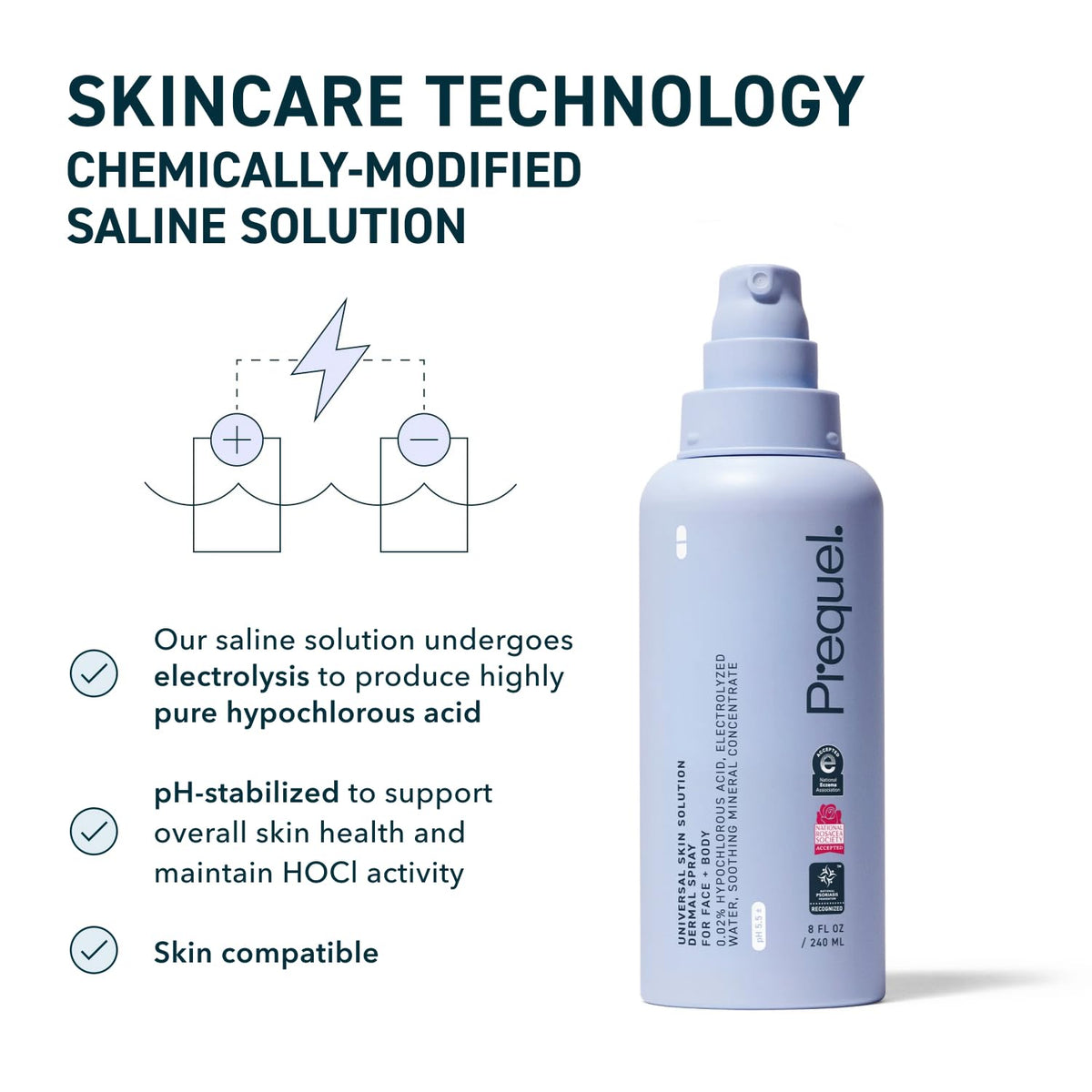 Prequel Skin Hypochlorous Acid Spray with soothing mineral concentrate