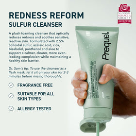 Prequel Skin Redness Reform Cleanser bottle side view