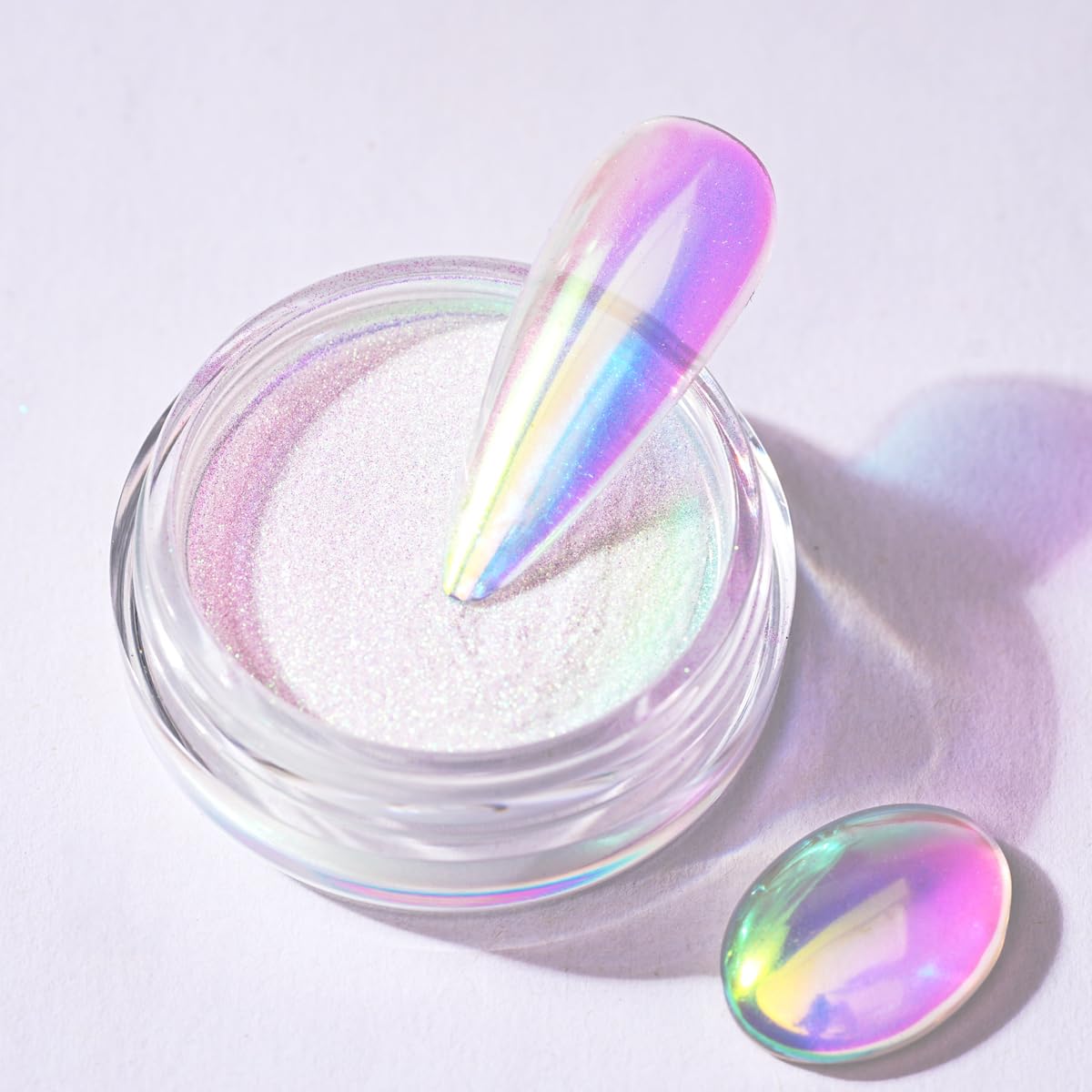 Pretty Diva Aurora Chrome Nail Powder front view with packaging