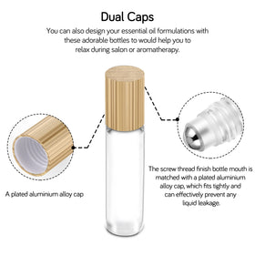 PrettyCare 10ml essential oil roller bottle set with funnels and droppers