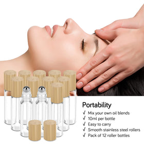 PrettyCare 10ml essential oil roller bottle with funnel for easy filling