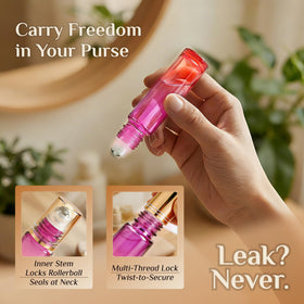 PrettyCare 10ml roller bottle with screw top and roller ball