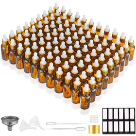 PrettyCare 1oz amber glass eye dropper bottle front view