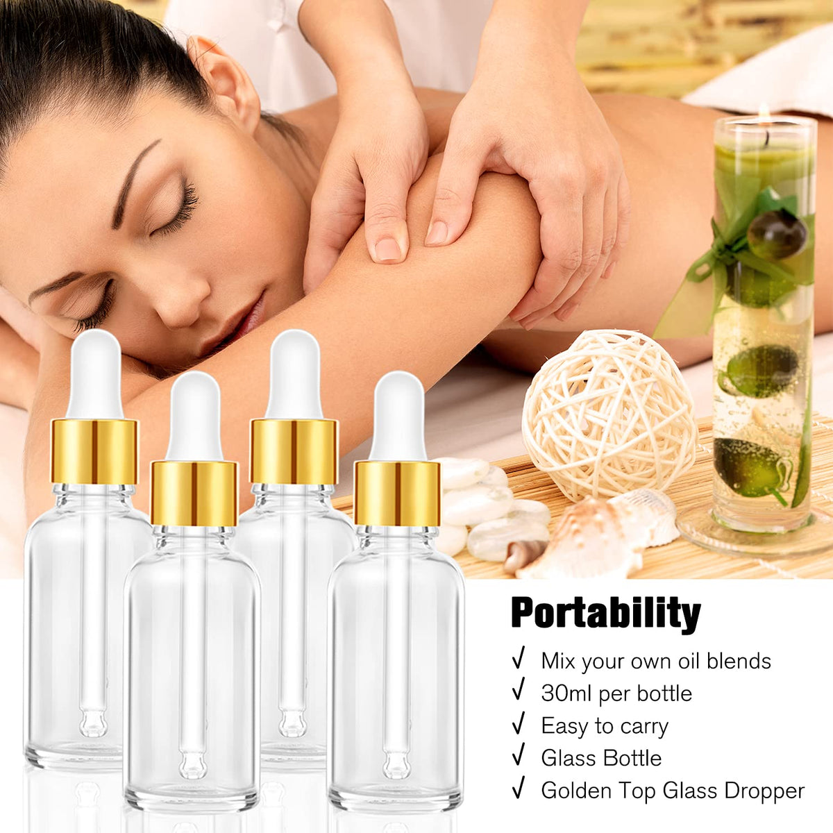 PrettyCare 1oz Dropper Bottle with essential oils