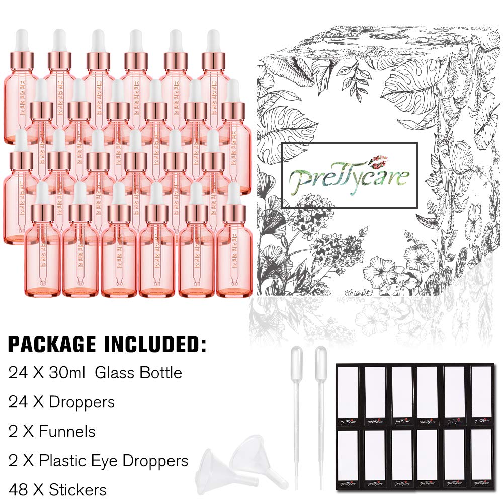 PrettyCare 1oz glass eye dropper bottle with dropper top
