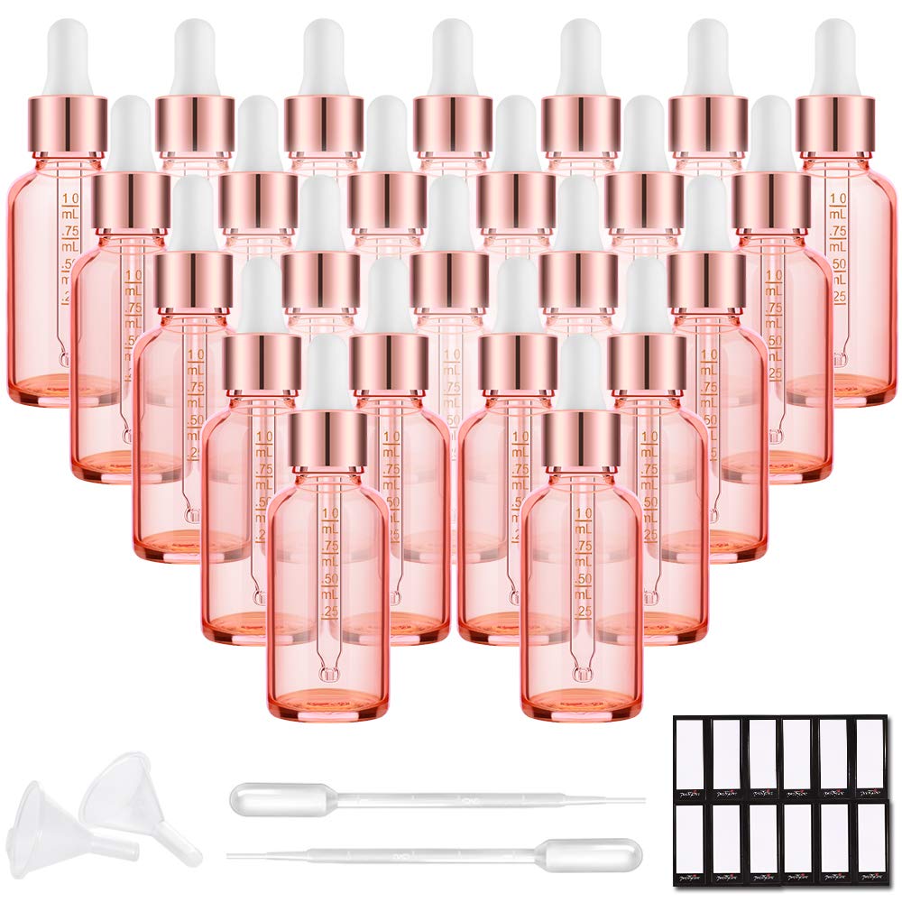 PrettyCare 24 pack glass eye dropper bottles in rose colour