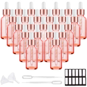 PrettyCare 24 pack glass eye dropper bottles in rose colour