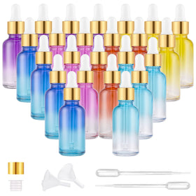 PrettyCare 24 pack of 1oz rainbow glass eye dropper bottles