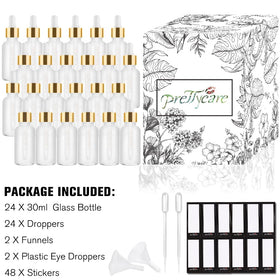 PrettyCare 30ml dropper bottle set arranged for easy access