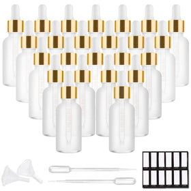 PrettyCare 30ml glass dropper bottles set of 24 with rose frosted finish