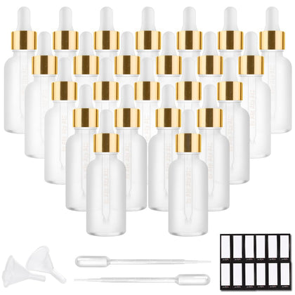 PrettyCare 30ml glass dropper bottles set of 24 with rose frosted finish