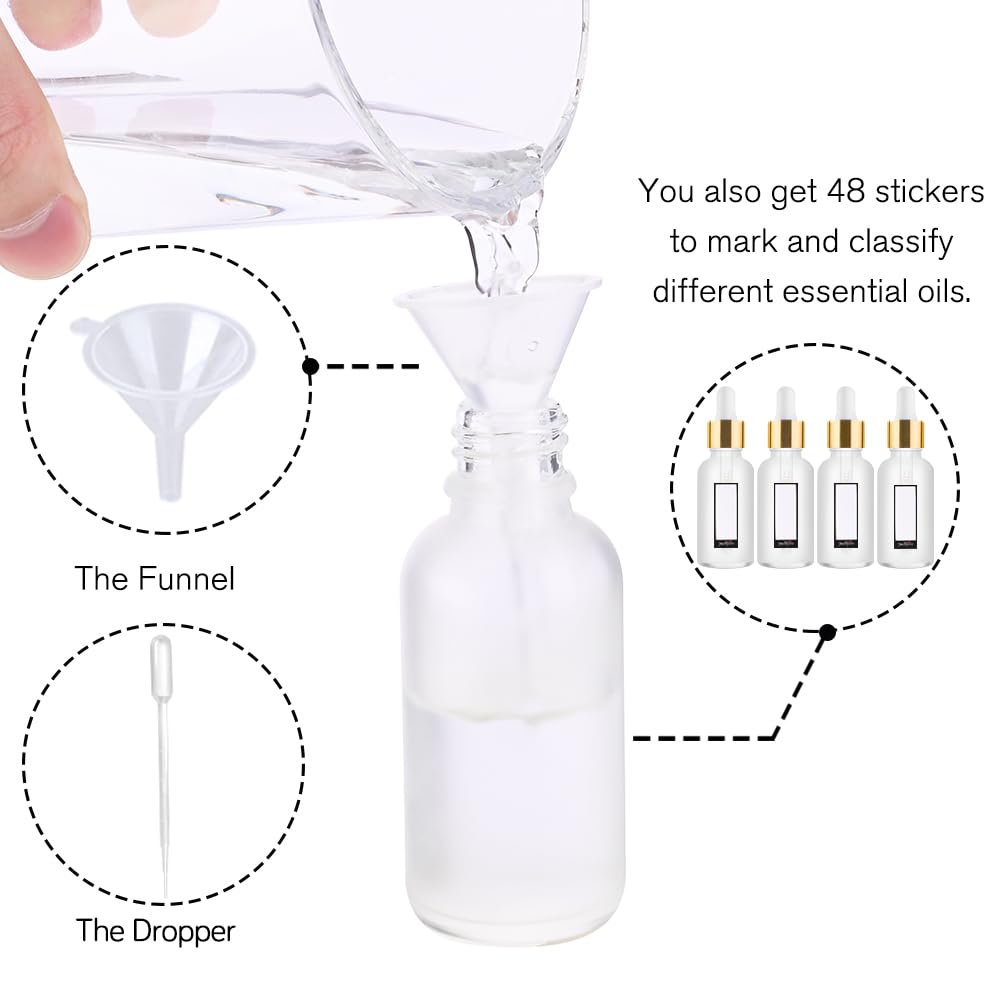 PrettyCare 30ml glass dropper bottles with blank labels included
