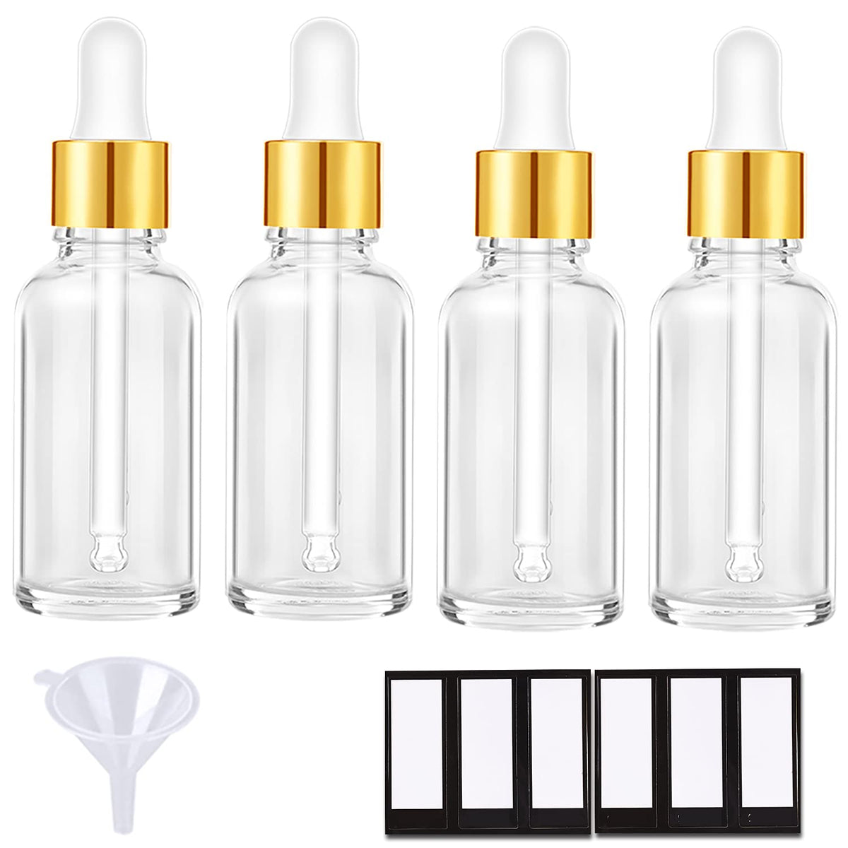 PrettyCare 4 Pack 1oz Dropper Bottles front view