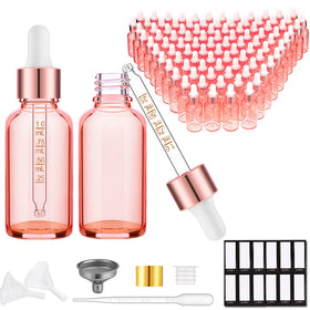 PrettyCare 99 pack of rose glass eye dropper bottles front view