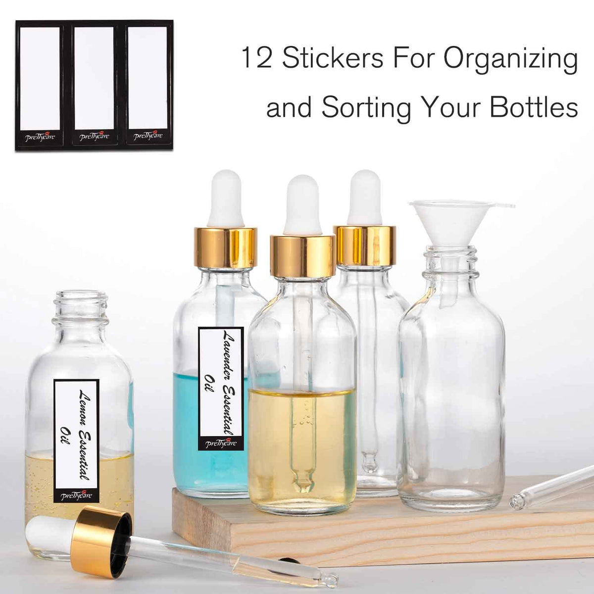 PrettyCare Amber Glass Dropper Bottle side view
