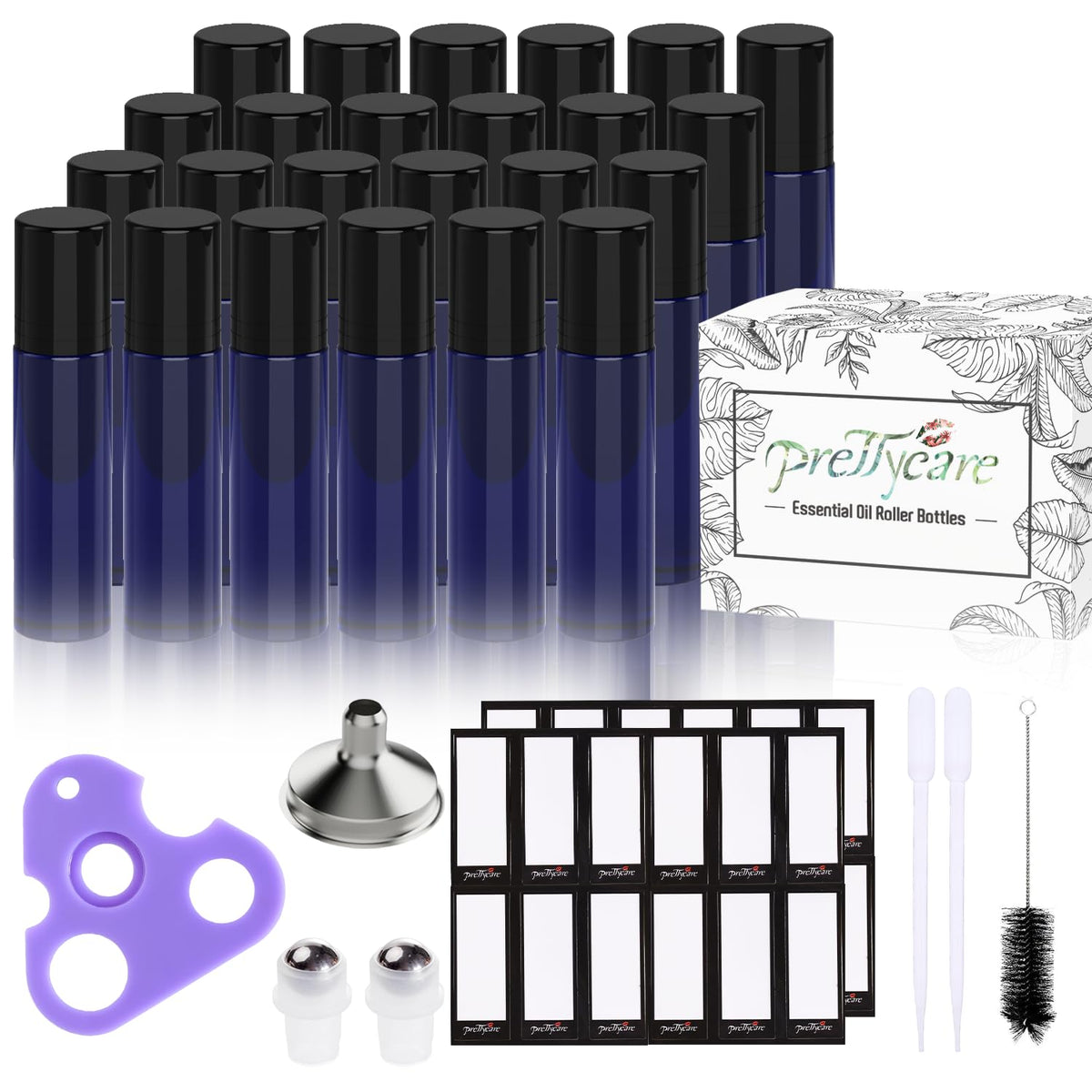 PrettyCare complete set of roller bottles and accessories