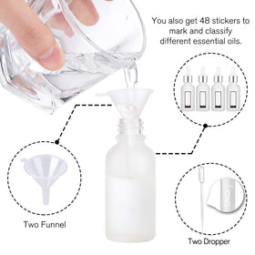 PrettyCare dropper bottles with silver caps and labels