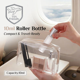 PrettyCare essential oil roller bottle showing stainless steel roller ball