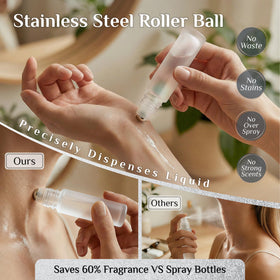 PrettyCare essential oil roller bottles in various angles