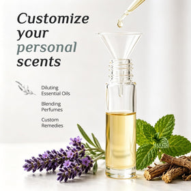 PrettyCare essential oil roller bottles on a wooden surface
